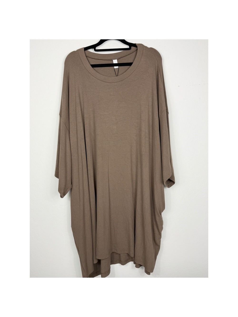 Foxy Kind Taupe Oversized Pocket Tunic Dress Xl Soft Ribbed Boho Lagenlook Nwt — image 6 of 8
